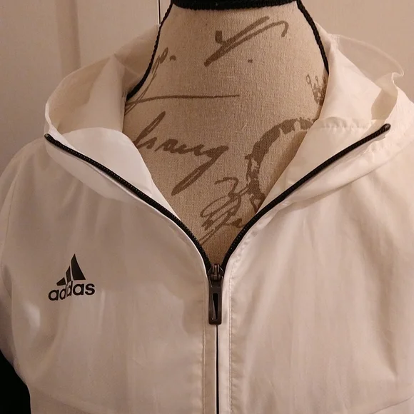 Adidas black and white windbreaker Sz M - Picture 3 of 9